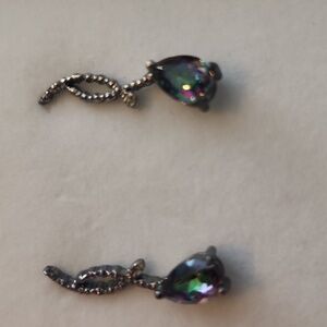 Mystic Topaz- Diamonds Pear Shape Earings